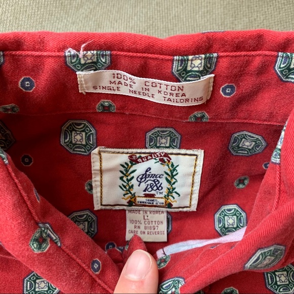 Men’s Sears Red&Black Patterned Dress Shirt - Sz L - Picture 4 of 5